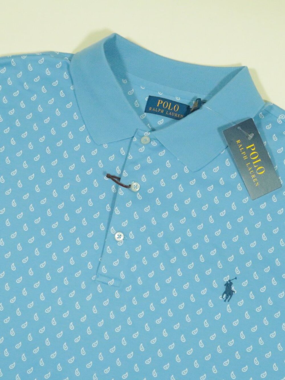 Polo Ralph Lauren Soft Touch Paisley Polo Shirt Mens 2XB Light Blue New